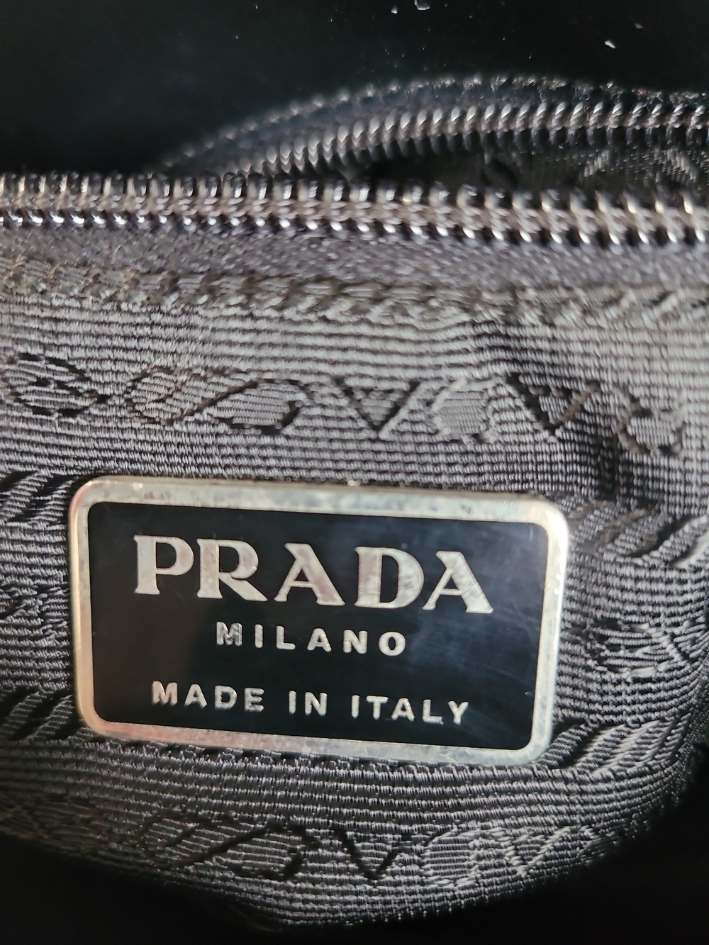 Prada Enameled Metal Triangle Grommet Canapa Tote Bag - Picture 15 of 16